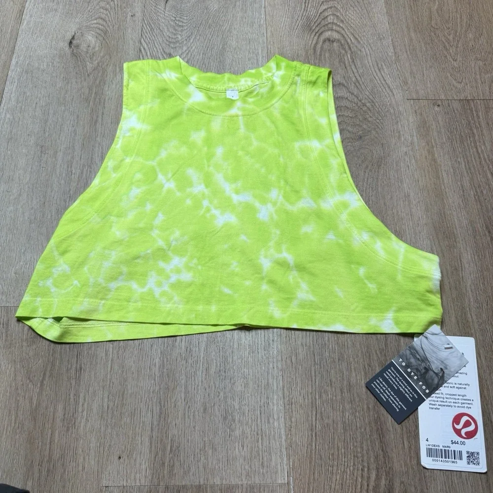 NWT LULULEMON‎ All Yours Cropped Tank *Tie Dye Women's Tank 4 Eccentric Lime $44